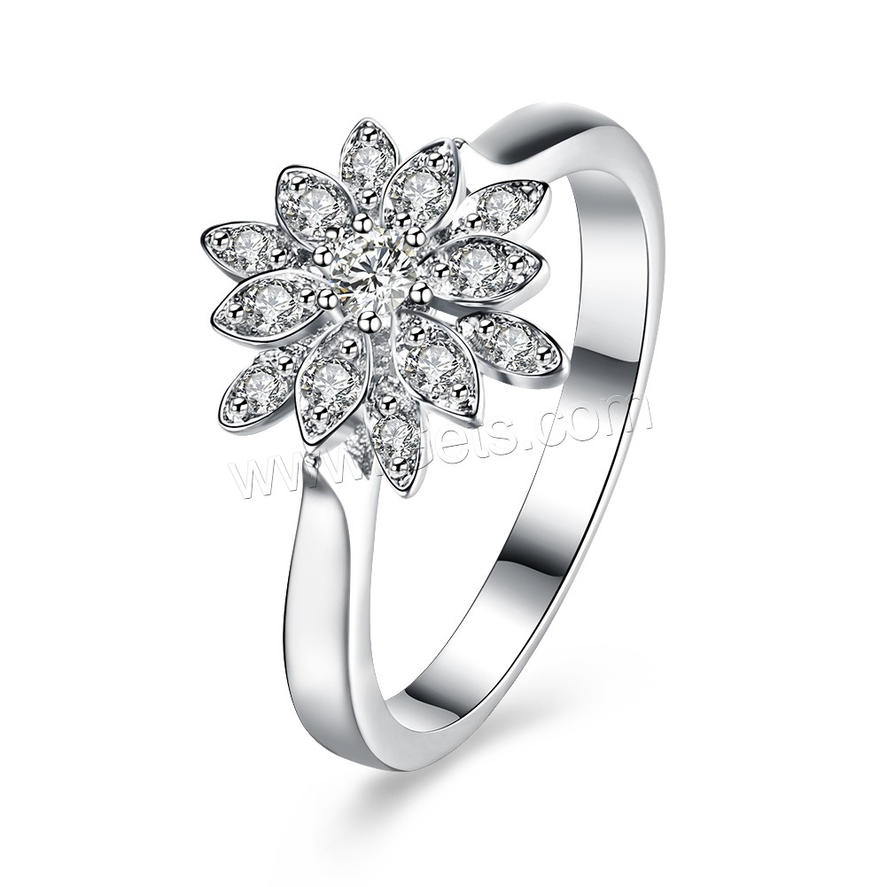 Favourer ®-Fingerring, 925 Sterling Silber, Blume, verschiedene Größen vorhanden & für Frau & mit kubischem Zirkonia, 11x12mm, verkauft von PC