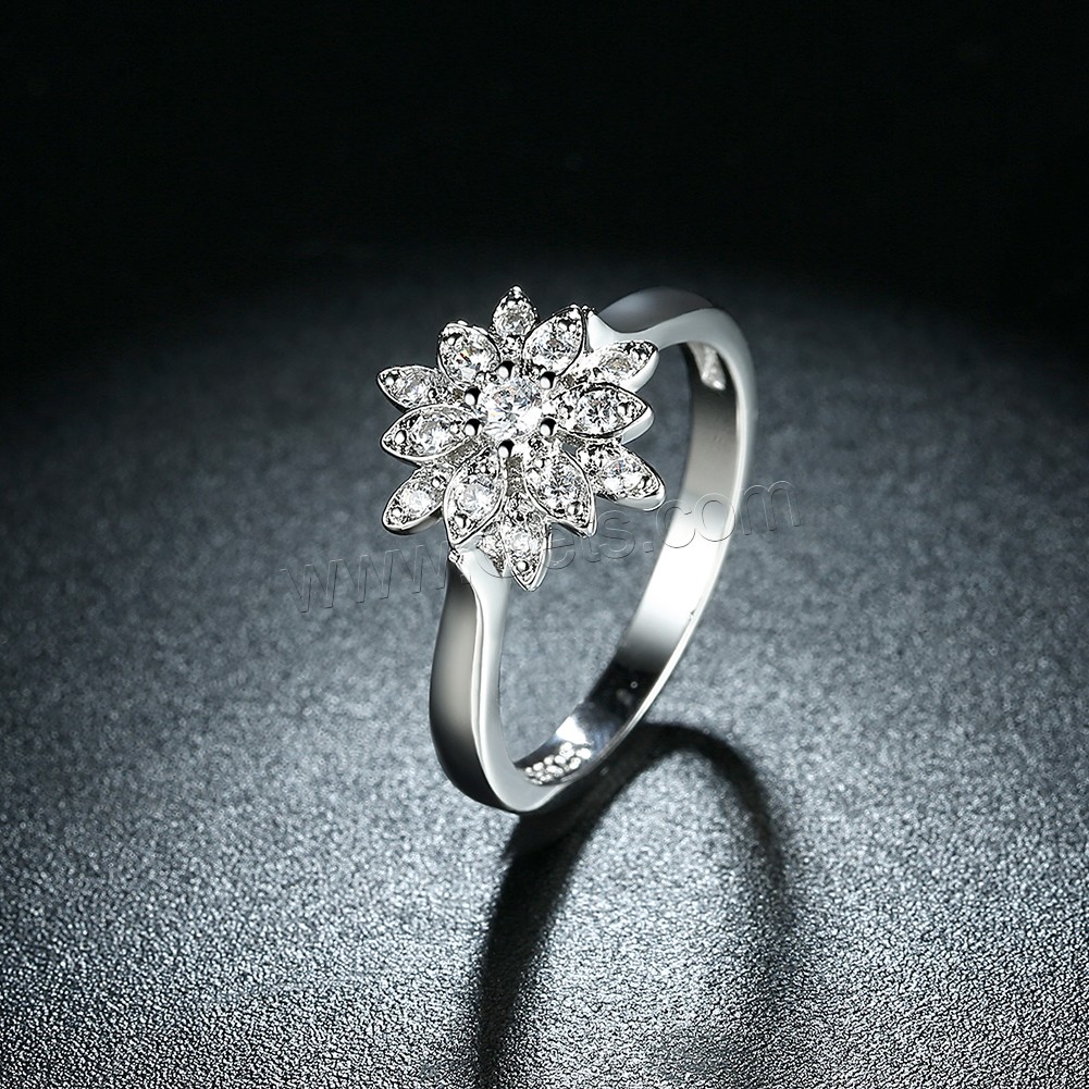 925 Sterling Silver, Flower, different size for choice & for woman & with cubic zirconia, 11x12mm, Sold By PC