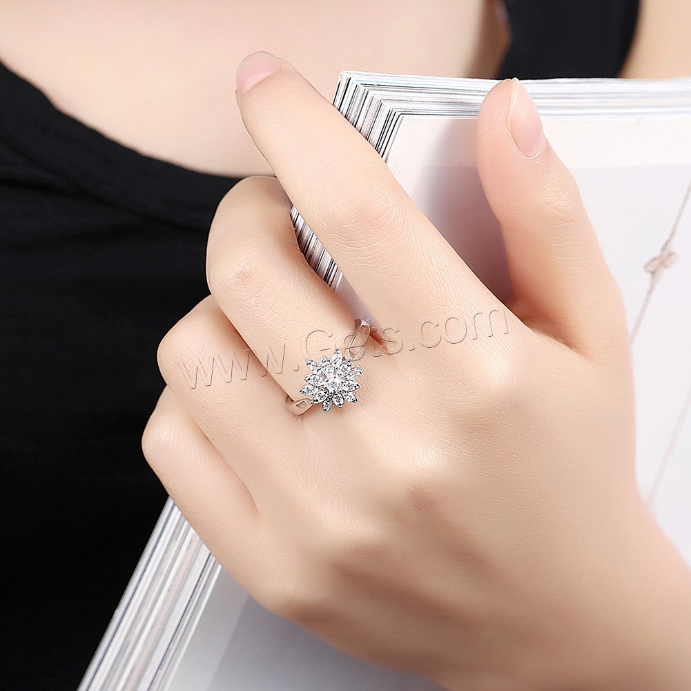 Favourer ®-Fingerring, 925 Sterling Silber, Blume, verschiedene Größen vorhanden & für Frau & mit kubischem Zirkonia, 11x12mm, verkauft von PC