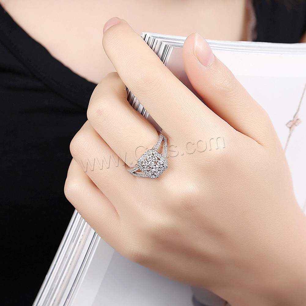 925 Sterling Silver, Rectangle, different size for choice & for woman & with cubic zirconia, 10x12mm, Sold By PC