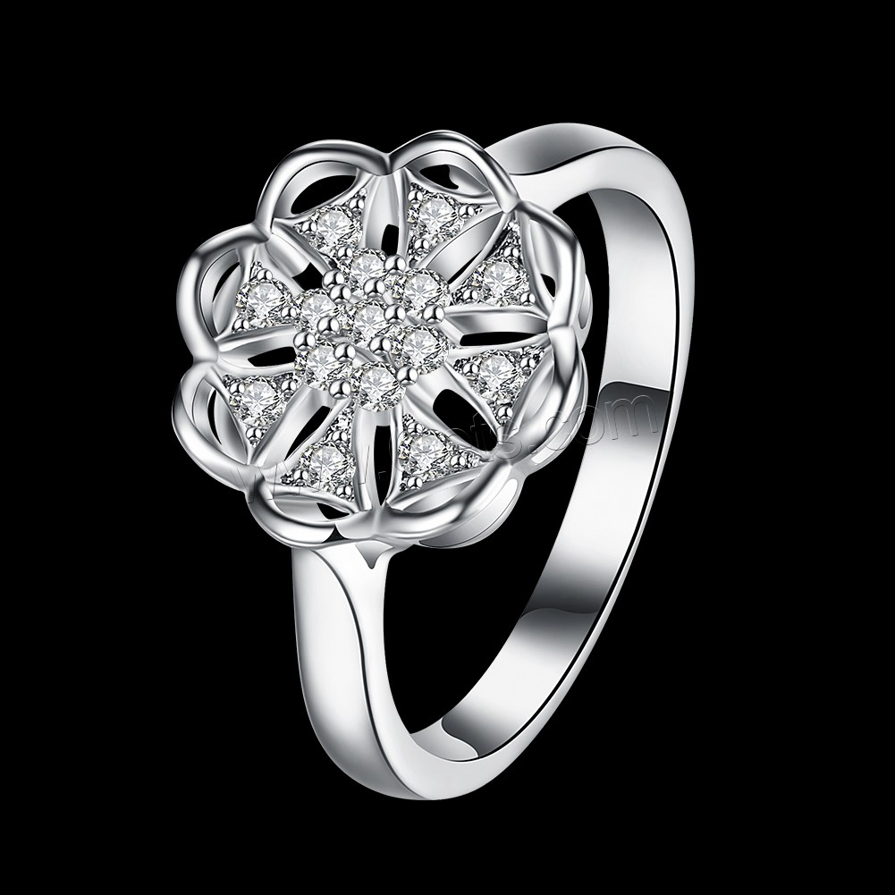 925 Sterling Silver, Flower, different size for choice & for woman & with cubic zirconia, 13.50mm, Sold By PC