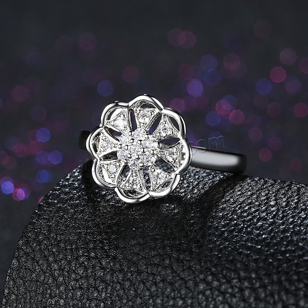 925 Sterling Silver, Flower, different size for choice & for woman & with cubic zirconia, 13.50mm, Sold By PC