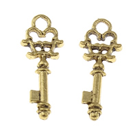 Zinc Alloy Key Pendants, antique gold color plated, lead & cadmium free Approx 2.5mm 