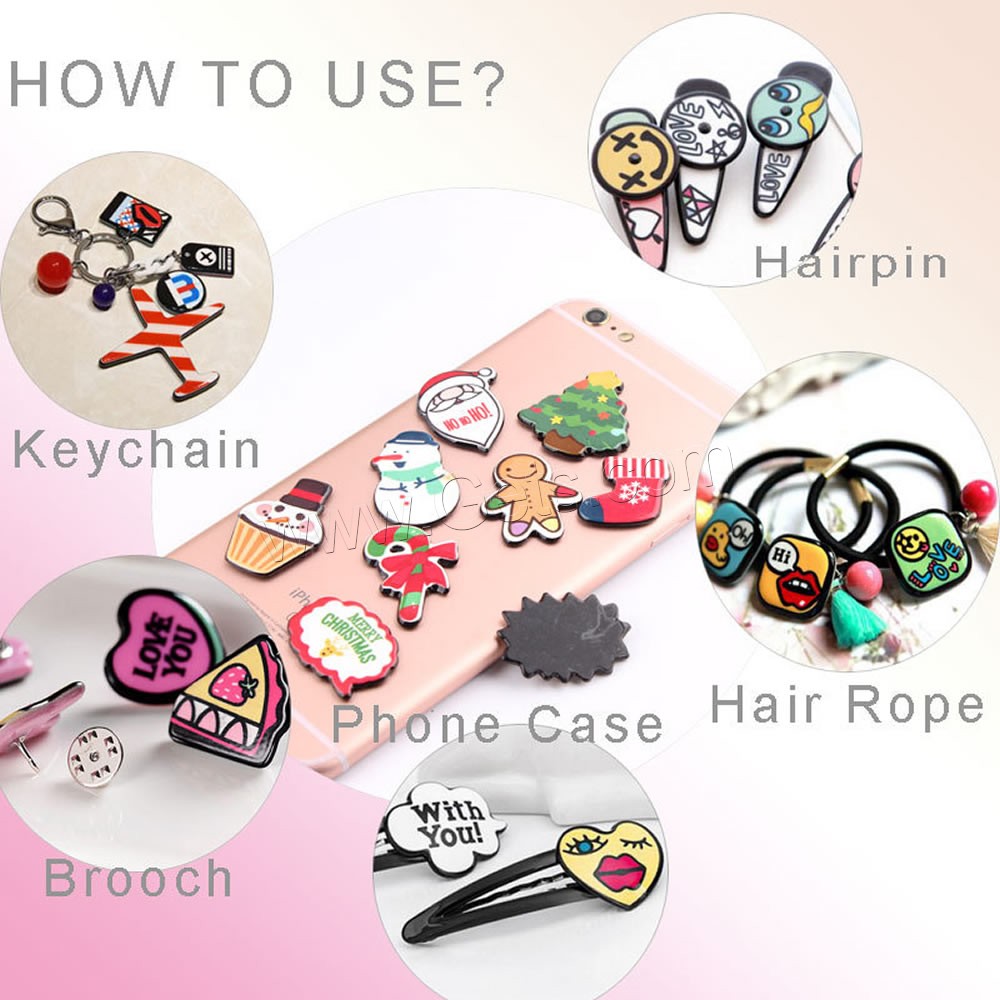 Acrylic DIY Cartoon Patch, Lipstick, use for DIY cell/Key chain/Headdress/brooch & different size for choice & with letter pattern, Sold By PC