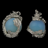 Sea Opal Pendants, Zinc Alloy, with Sea Opal, Dragon, platinum color plated, lead & cadmium free Approx 