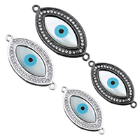 Evil Eye Jewelry Connector, Brass, with White Shell, plated & micro pave cubic zirconia & enamel & 1/1 loop Approx 1.2mm 