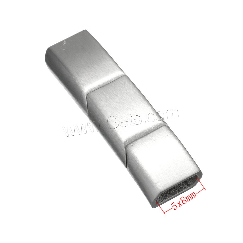 Rechteck Edelstahl Magnetverschluss, plattiert, keine, 40x10x7mm, Bohrung:ca. 5x8mm, verkauft von PC
