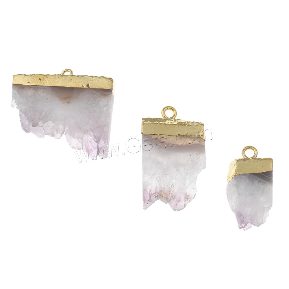 Amethyst Pendant, with Zinc Alloy, gold color plated, February Birthstone, 13x25x6.5mm-39x35x10mm, Hole:Approx 1.5mm, Sold By PC