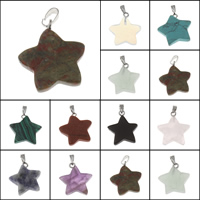 Mixed Gemstone Pendants, with Zinc Alloy, Star, platinum color plated Approx 