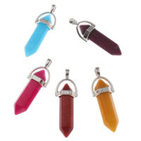 Dyed Jade Pendant, with Zinc Alloy, pendulum, platinum color plated Approx 