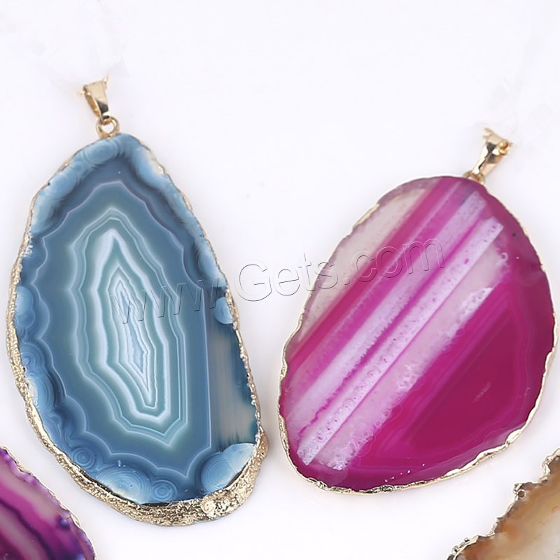 Mixed Agate Pendants, with Brass, plated, different size for choice, mixed colors, Sold By PC