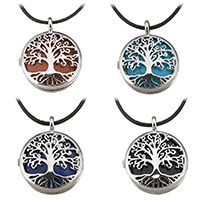Tree Of Life Necklace, Brass, with Gemstone & Nylon Cord, with 2lnch extender chain, silver color plated & Unisex & hollow 1.5mm Approx 18 Inch 