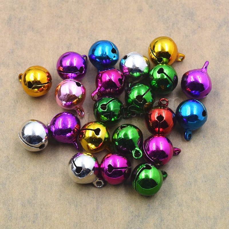 Brass Bell Charm, plated, with painted & different size for choice, multi-colored, lead & cadmium free, Hole:Approx 1.5mm, 100PCs/Bag, Sold By Bag