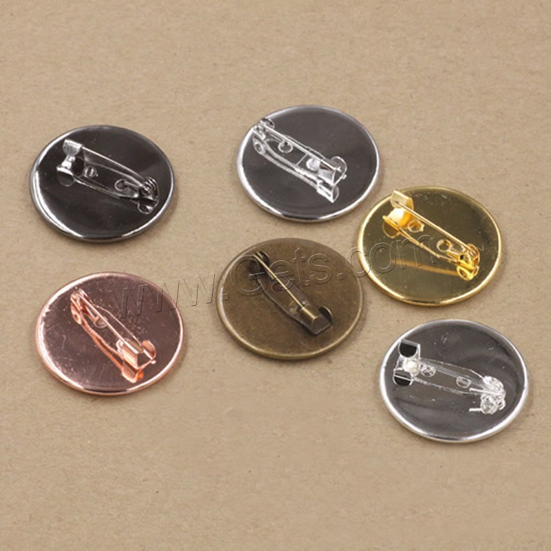 Brass Brooch Finding, with Iron, Flat Round, plated, different inner diameter for choice, more colors for choice, nickel, lead & cadmium free, 20-25mm, 50PCs/Bag, Sold By Bag
