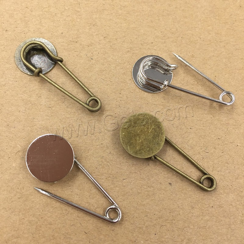 Brass Brooch Finding, with Iron, Flat Round, plated, different inner diameter for choice, more colors for choice, lead & cadmium free, 35x1.4mm, 20PCs/Bag, Sold By Bag