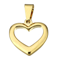 Stainless Steel Heart Pendants, gold color plated Approx 