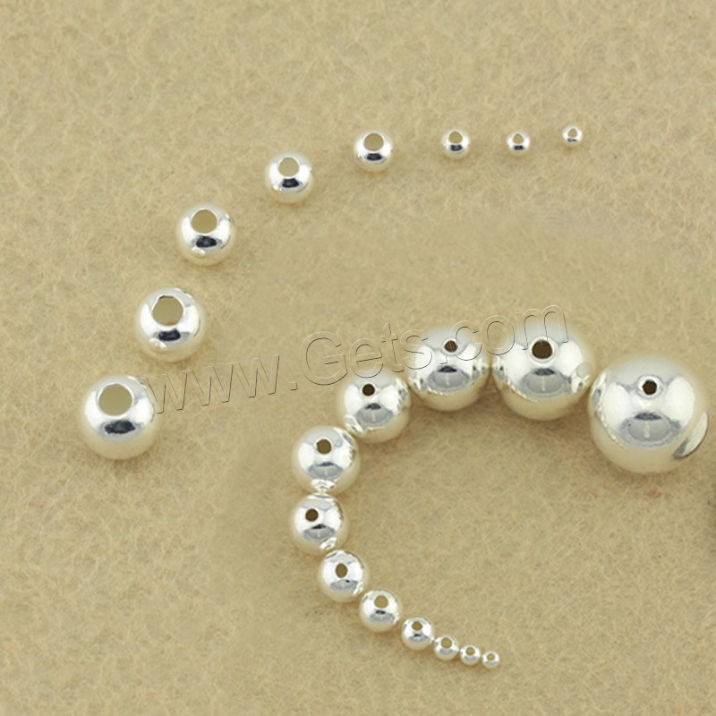 Runde Sterling Silber Perlen, 925 Sterling Silber, verschiedene Größen vorhanden, 300PCs/Tasche, verkauft von Tasche