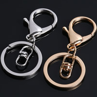 Zinc Alloy Key Clasp, with iron ring, Donut lead & cadmium free, 33mm 