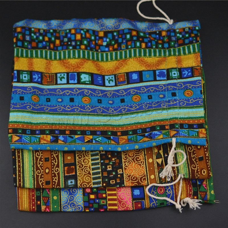 Cotton Fabric Drawstring Pouches, different size for choice & mixed, 10PCs/Bag, Sold By Bag
