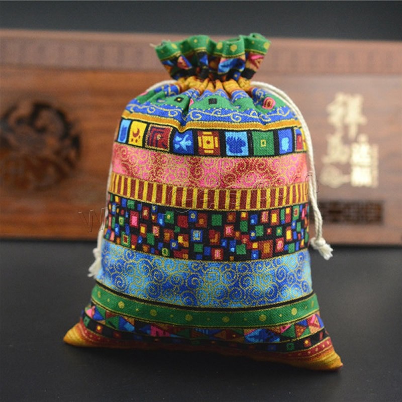 Cotton Fabric Drawstring Pouches, different size for choice & mixed, 10PCs/Bag, Sold By Bag