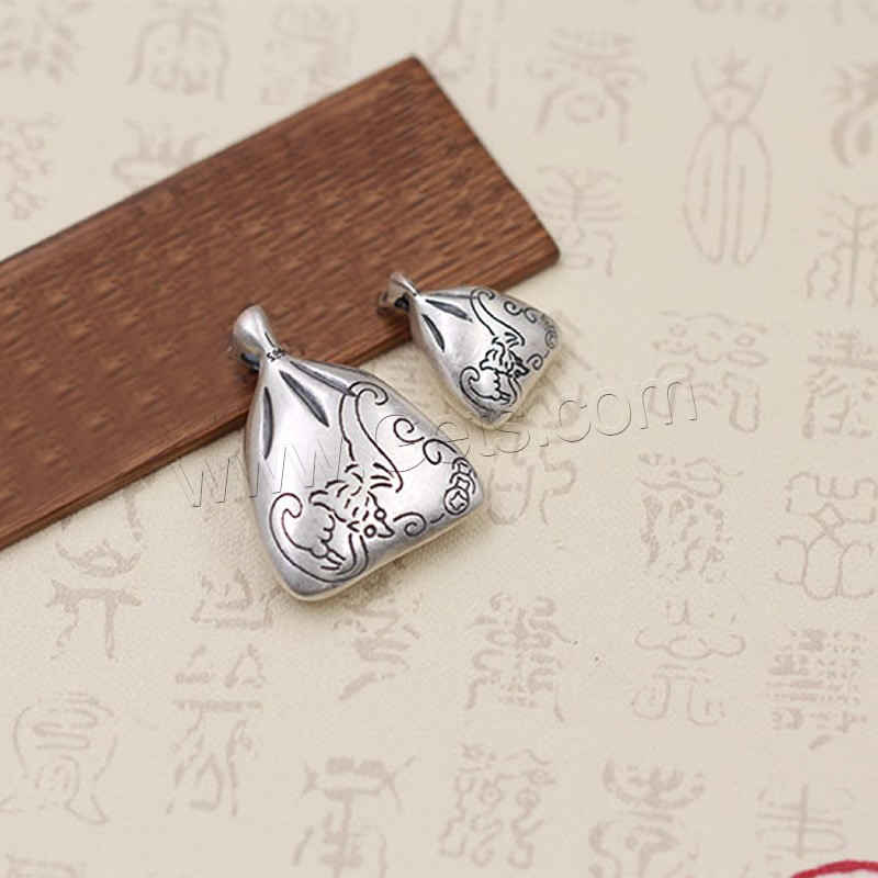 Thailand Sterling Silver Pendants, Money Bag, different size for choice, Hole:Approx 3mm, Sold By PC