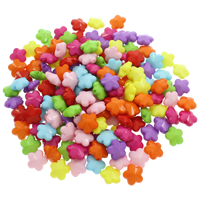 Solide Acryl Perlen, Blume, Volltonfarbe, gemischte Farben, 12.5x13x7mm, Bohrung:ca. 1mm, 500G/Tasche, verkauft von Tasche