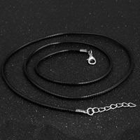 Waxed Linen Cord Necklace, with Zinc Alloy, with 5cm extender chain, platinum color plated & Unisex, black, 2mm 