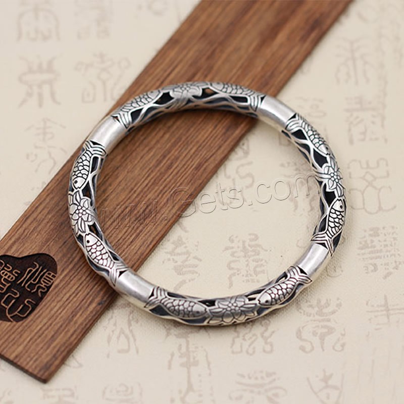 Thailand Sterling Silver Bangle, Unisex & different size for choice & hollow, Sold By PC