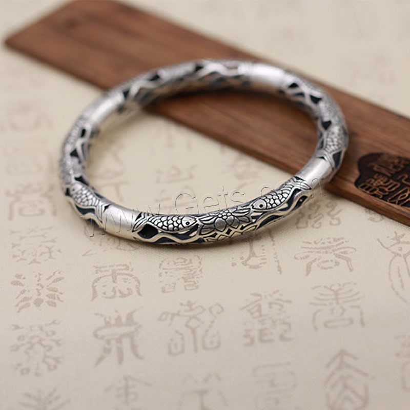 Thailand Sterling Silver Bangle, Unisex & different size for choice & hollow, Sold By PC
