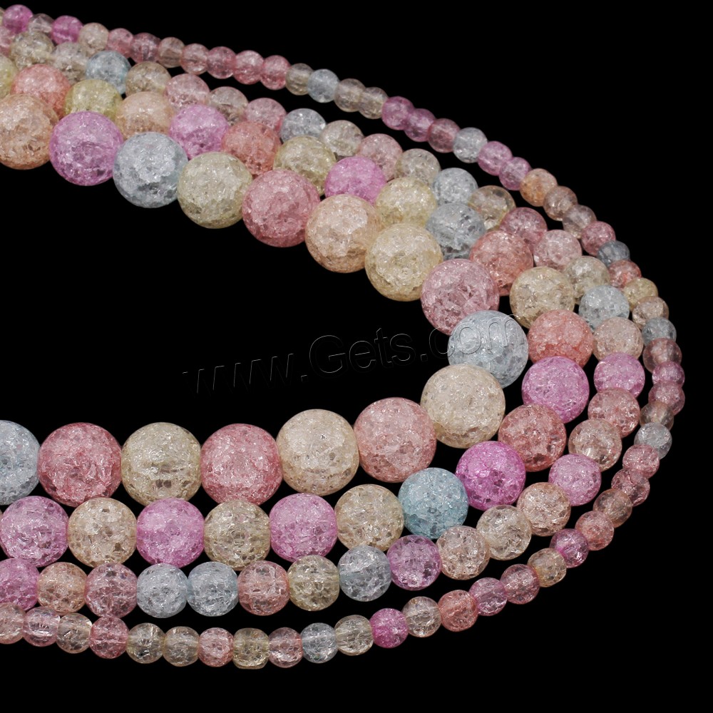 Knistern Quarz Perlen, rund, gemischte Farben, Bohrung:ca. 1mm, Länge:ca. 15.5 ZollInch, verkauft von Strang