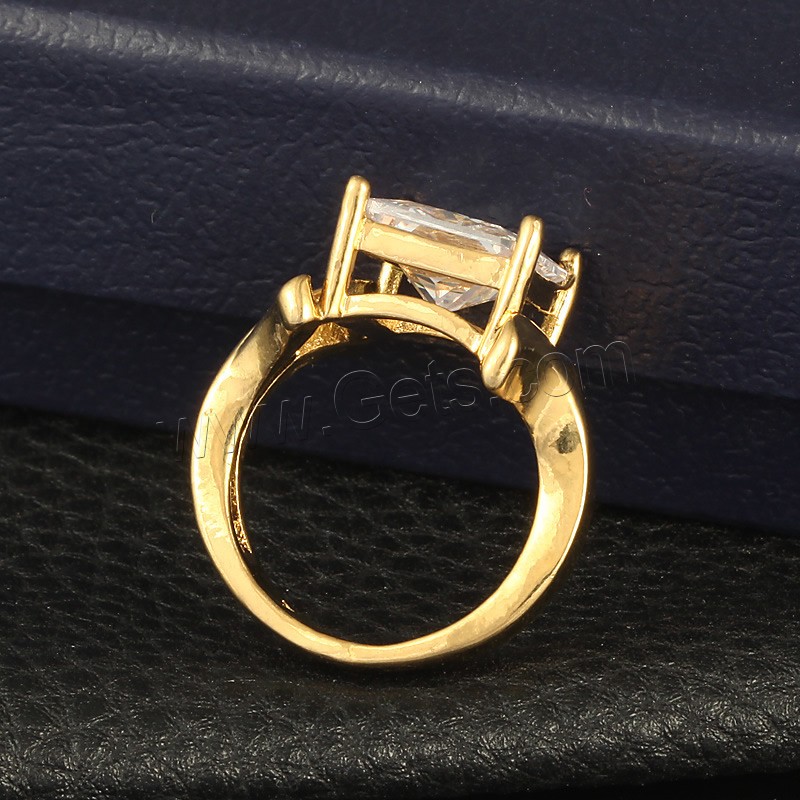 Circón cúbico anillo de dedo de latón, metal, Cuadrado, chapado en oro de 18 K, diverso tamaño para la opción & para mujer & con circonia cúbica, libre de plomo & cadmio, 10mm, Vendido por UD