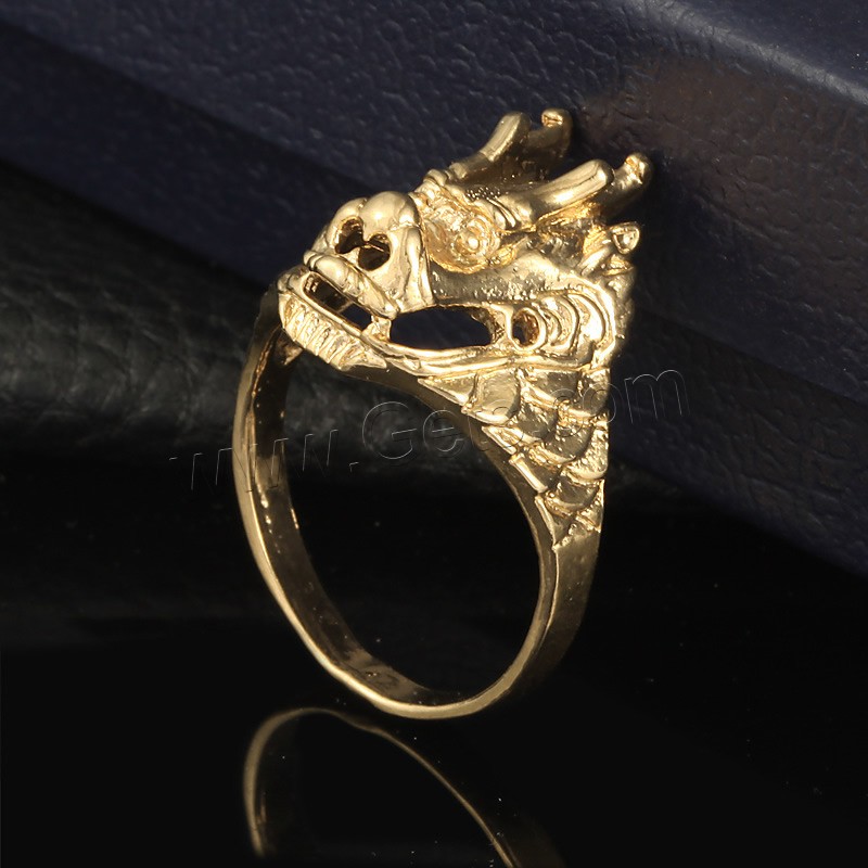 Autre anneau pour hommes, laiton, dragon, Plaqué d'or 18K, normes différentes pour le choix, sans plomb et cadmium, 14x18mm, Vendu par PC