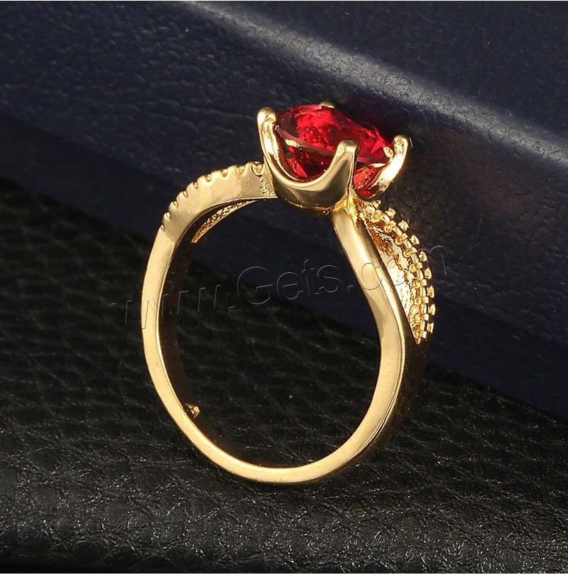 Circón cúbico anillo de dedo de latón, metal, chapado en oro de 18 K, diverso tamaño para la opción & para mujer & con circonia cúbica, libre de plomo & cadmio, 9mm, Vendido por UD