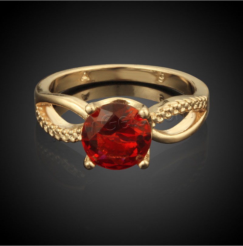 Zirkonia Messing Finger Ring, 18 K vergoldet, verschiedene Größen vorhanden & für Frau & mit kubischem Zirkonia, frei von Blei & Kadmium, 9mm, verkauft von PC
