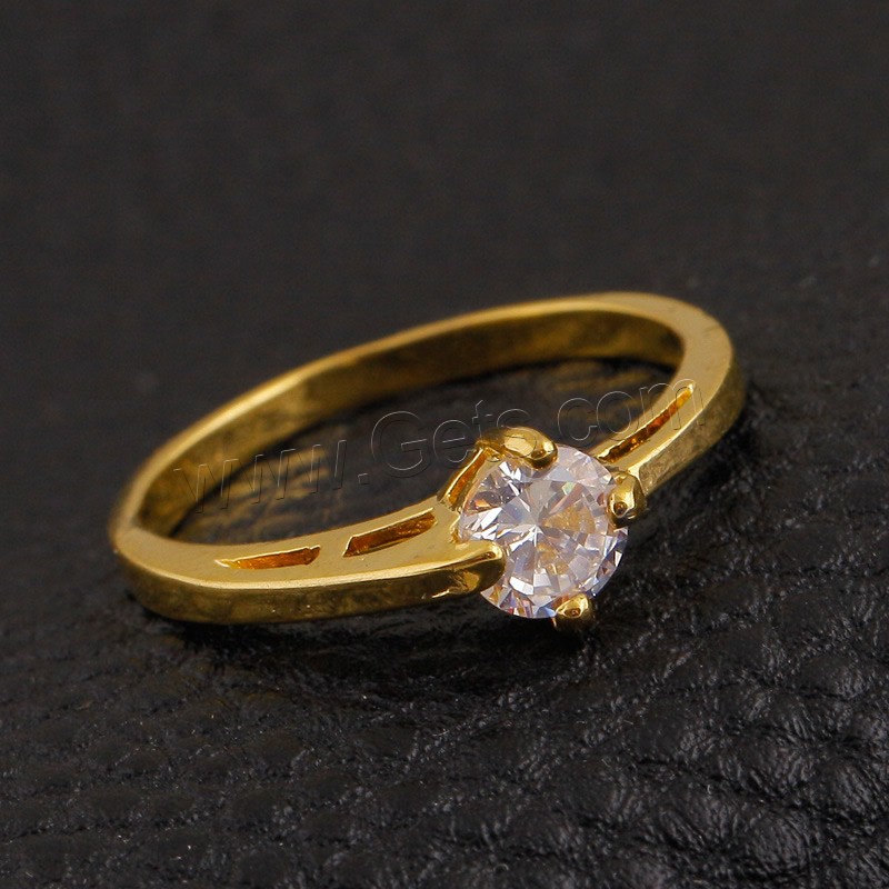 Кубическое цирконовое латунное кольцо, Латунь, 18K золотым напылением, разный размер для выбора & Женский & с кубическим цирконием, не содержит свинец и кадмий, 7mm, продается PC
