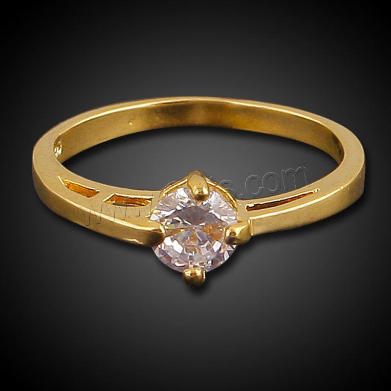 Circón cúbico anillo de dedo de latón, metal, chapado en oro de 18 K, diverso tamaño para la opción & para mujer & con circonia cúbica, libre de plomo & cadmio, 7mm, Vendido por UD