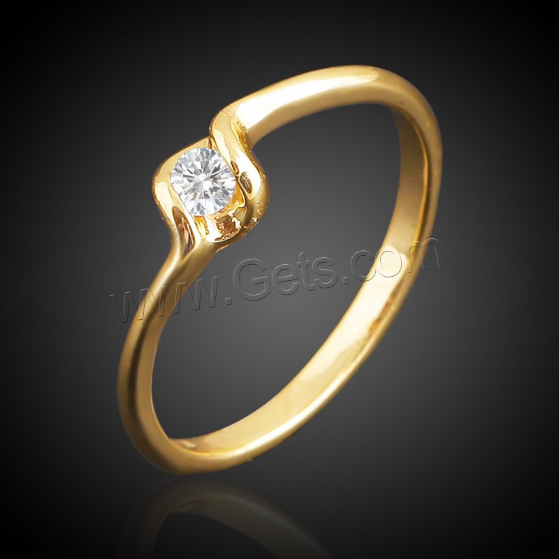 Circón cúbico anillo de dedo de latón, metal, chapado en oro de 18 K, diverso tamaño para la opción & para mujer & con circonia cúbica, libre de plomo & cadmio, 5mm, Vendido por UD