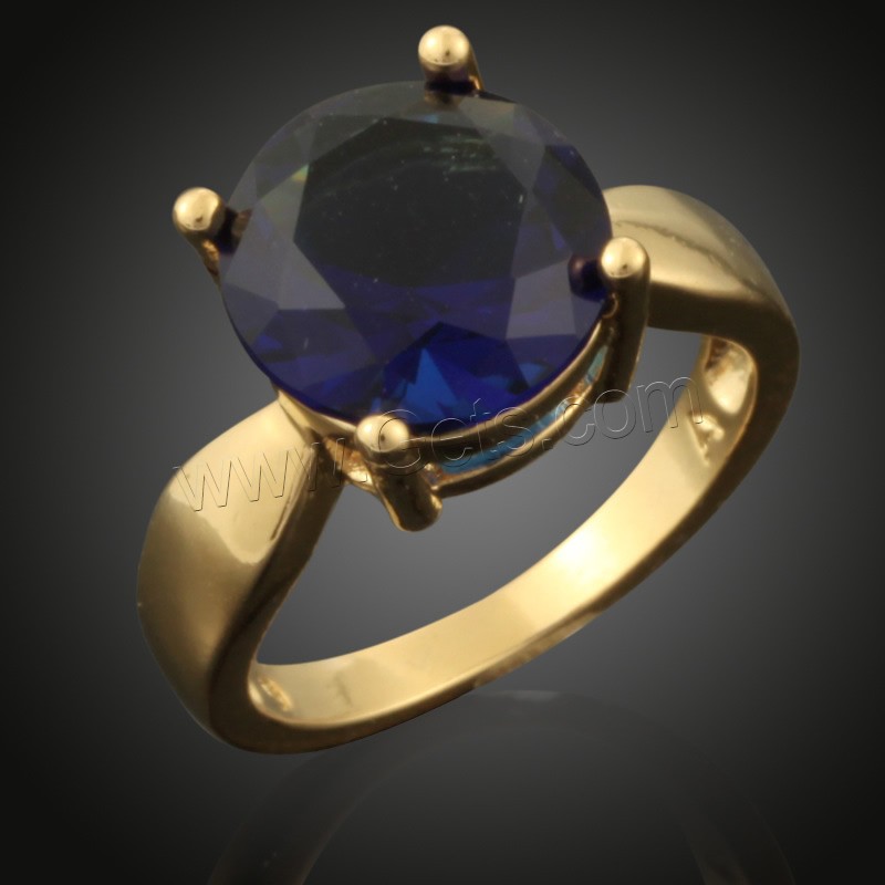 Кубическое цирконовое латунное кольцо, Латунь, 18K золотым напылением, разный размер для выбора & Женский & с кубическим цирконием, не содержит свинец и кадмий, 12x16mm, продается PC