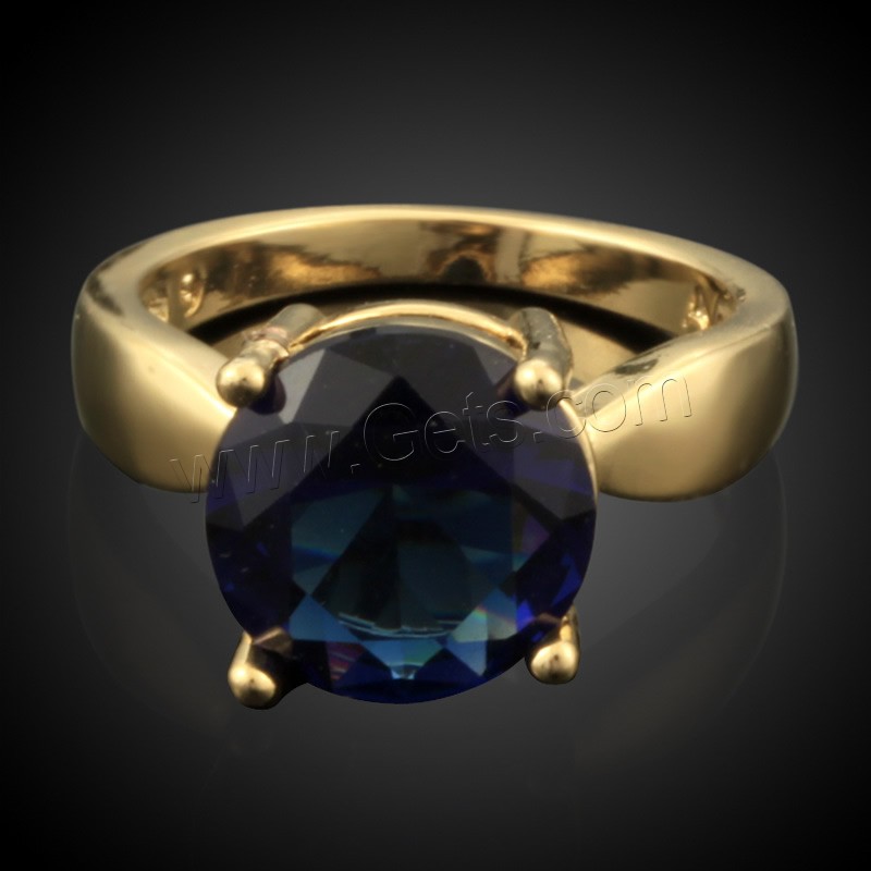 Кубическое цирконовое латунное кольцо, Латунь, 18K золотым напылением, разный размер для выбора & Женский & с кубическим цирконием, не содержит свинец и кадмий, 12x16mm, продается PC