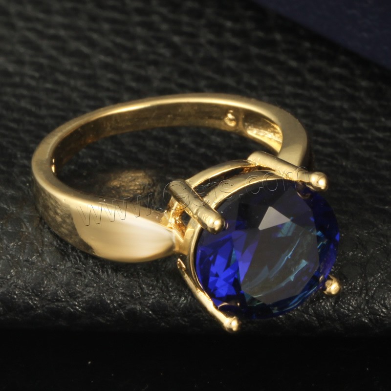 Circón cúbico anillo de dedo de latón, metal, chapado en oro de 18 K, diverso tamaño para la opción & para mujer & con circonia cúbica, libre de plomo & cadmio, 12x16mm, Vendido por UD