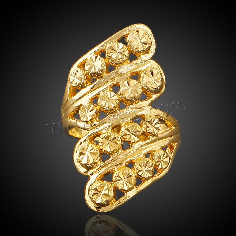 Палец кольцо-латунь, Латунь, 18K золотым напылением, цветочный отрез & разный размер для выбора & Женский, не содержит свинец и кадмий, продается PC