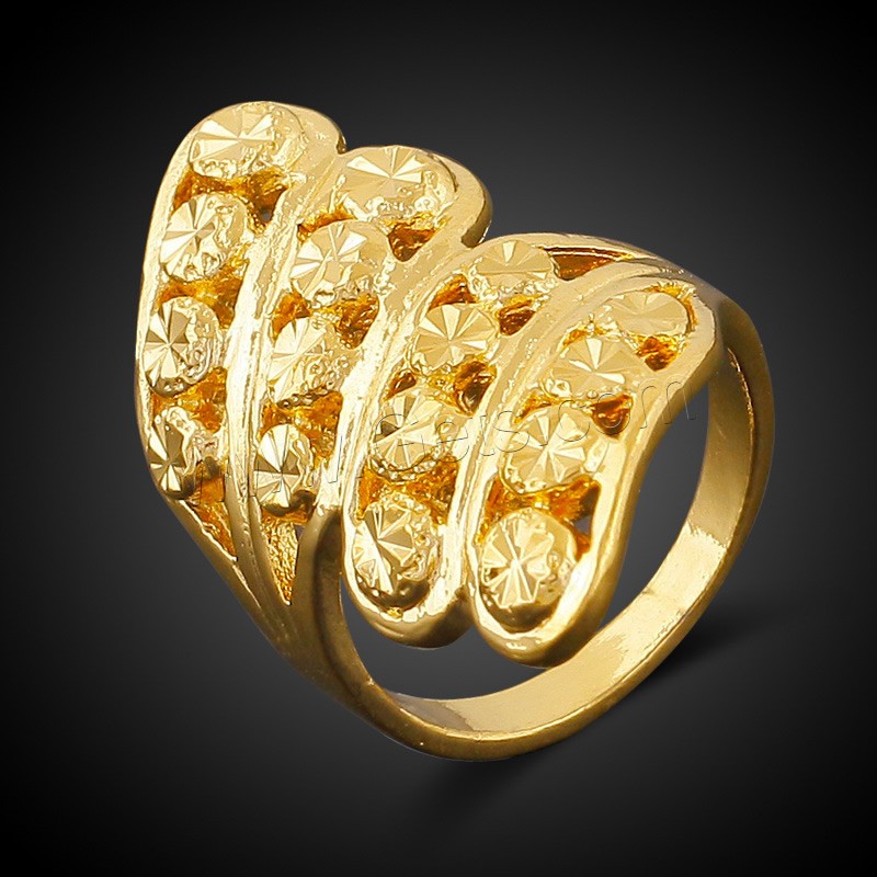 Anillo de dedo de latón, metal, chapado en oro de 18 K, flor cortada & diverso tamaño para la opción & para mujer, libre de plomo & cadmio, Vendido por UD