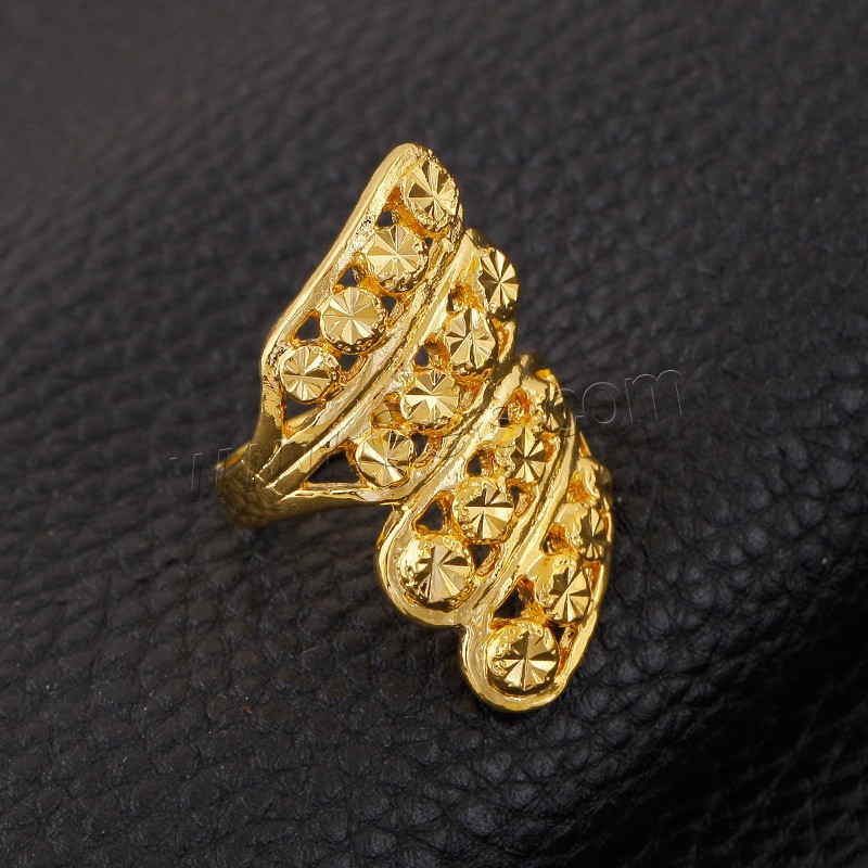 Anillo de dedo de latón, metal, chapado en oro de 18 K, flor cortada & diverso tamaño para la opción & para mujer, libre de plomo & cadmio, Vendido por UD