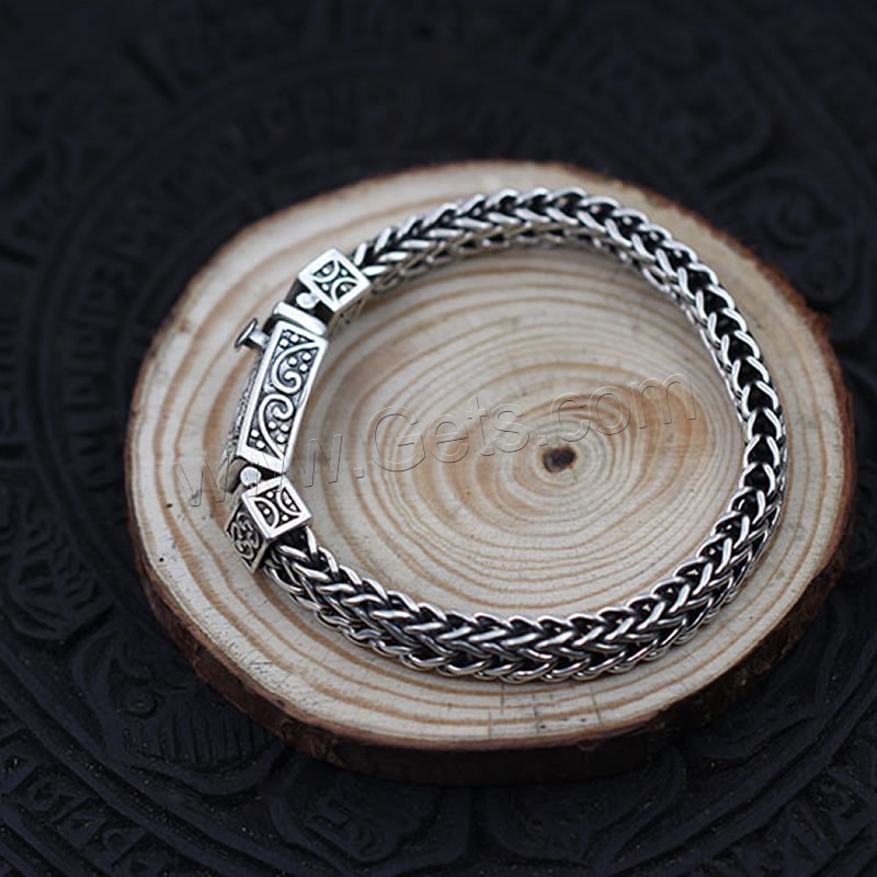 Thailand Sterling Silver Bracelet, with 925 logo & different length for choice & wheat chain & for man, 6mm, Sold By Strand