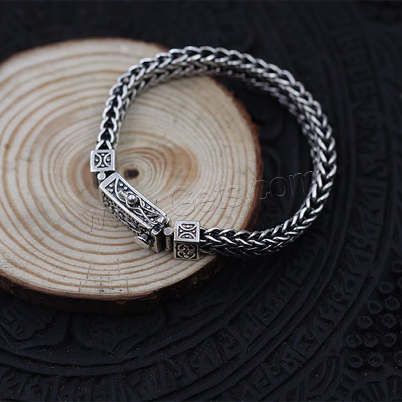 Thailand Sterling Silver Bracelet, with 925 logo & different length for choice & wheat chain & for man, 6mm, Sold By Strand