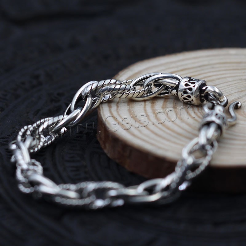 Men Bracelet, Thailand Sterling Silver, different length for choice & for man, 6mm, Sold By Strand