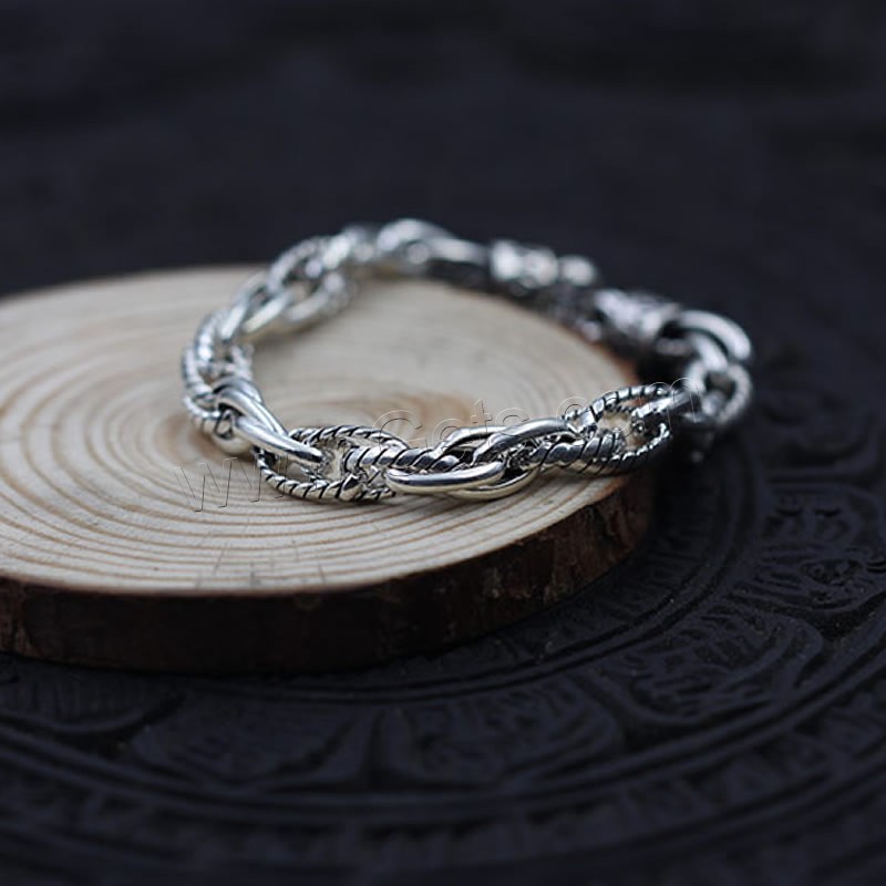 Men Bracelet, Thailand Sterling Silver, different length for choice & for man, 6mm, Sold By Strand