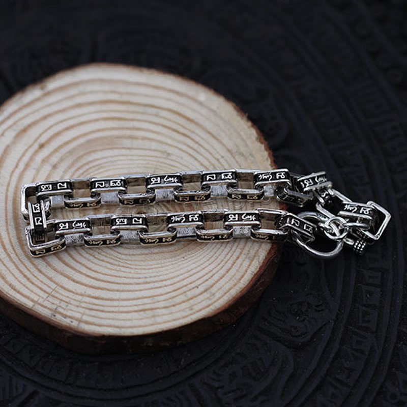 Men Bracelet, Thailand Sterling Silver, different length for choice & rectangle chain & for man, 6mm, Sold By Strand