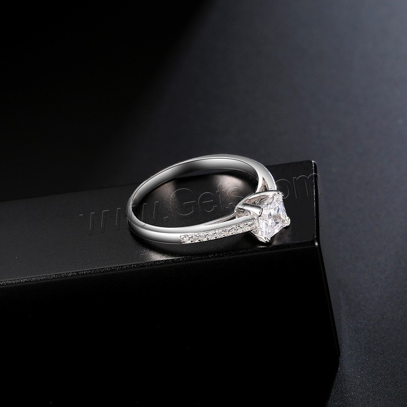 Zircon pavent l'anneau en laiton de doigt, Plaqué de platine, normes différentes pour le choix & pavé de micro zircon & pour femme, protéger l'environnement, sans nickel, plomb et cadmium, 5mm, Vendu par PC