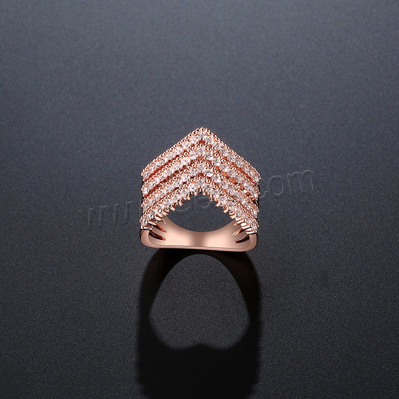 Cubic Zirconia Micro Pave Brass Finger Ring, Triangle, plated, different size for choice & micro pave cubic zirconia & for woman, more colors for choice, nickel, lead & cadmium free, 14x15mm, Sold By PC